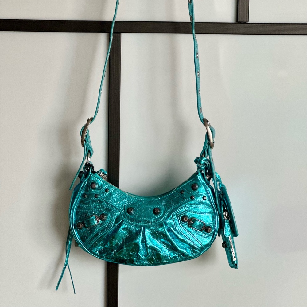 Balenciaga Metallic Blue Le Cagole Bag